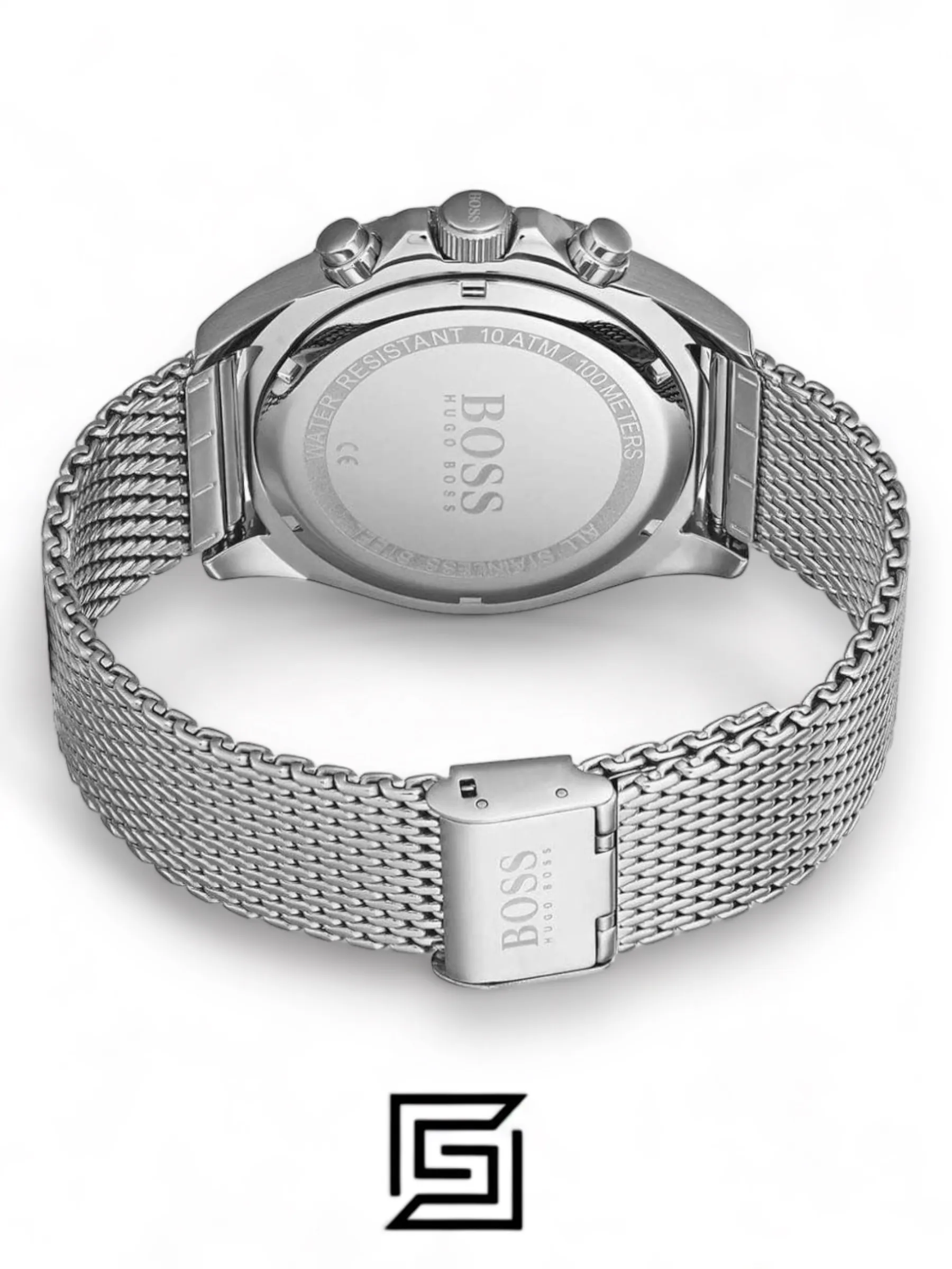 Men,Watches,Men,Original Watches Hugo Boss watches Boss Ocean Edition Black Dial Silver Mesh Bracelet Watch For Men - 1513701 Boss