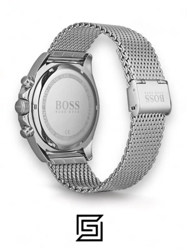 Men,Watches,Men,Original Watches Hugo Boss watches Boss Ocean Edition Black Dial Silver Mesh Bracelet Watch For Men - 1513701 Boss