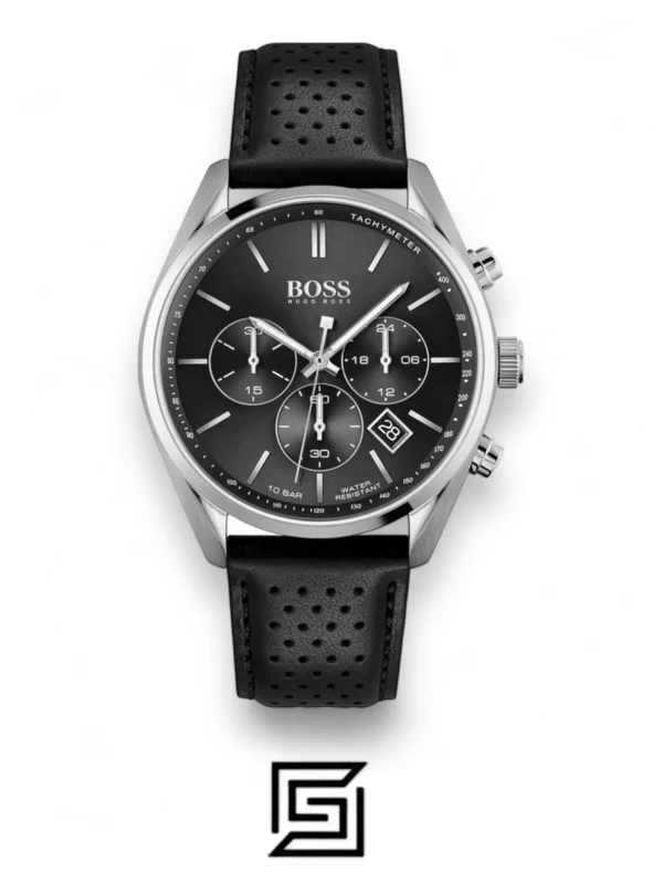 Men,Watches,Men,Original Watches Hugo Boss original-watches Champion Black Dial Black Leather Strap - 1513816 Boss