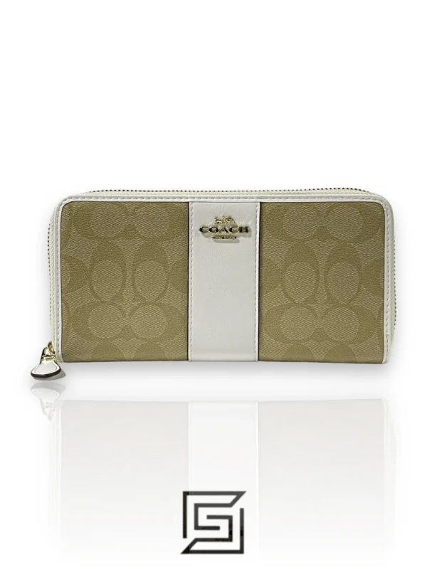 Leather,Wallets,Women Coach wallets Big Wallet coash pattern beige x white F54630 Coach