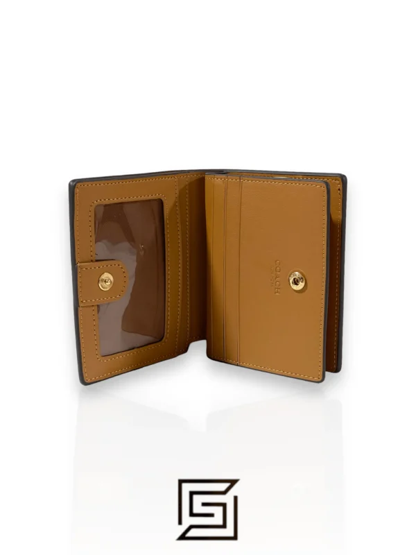 Leather,Wallets,Women Coach wallets Snap Wallet With Horse And Carriage Dot Print Brown C4104 Coach