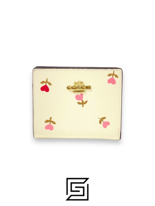 Leather,Wallets,Women Coach wallets Snap Wallet With Heart Floral Print C2868 Coach