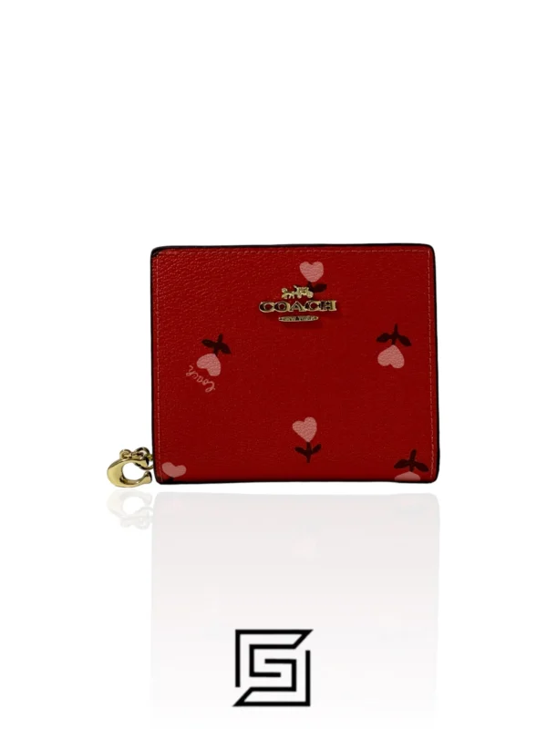 Leather,Wallets,Women Coach wallets Snap Wallet With Heart Floral Print C2868 Coach