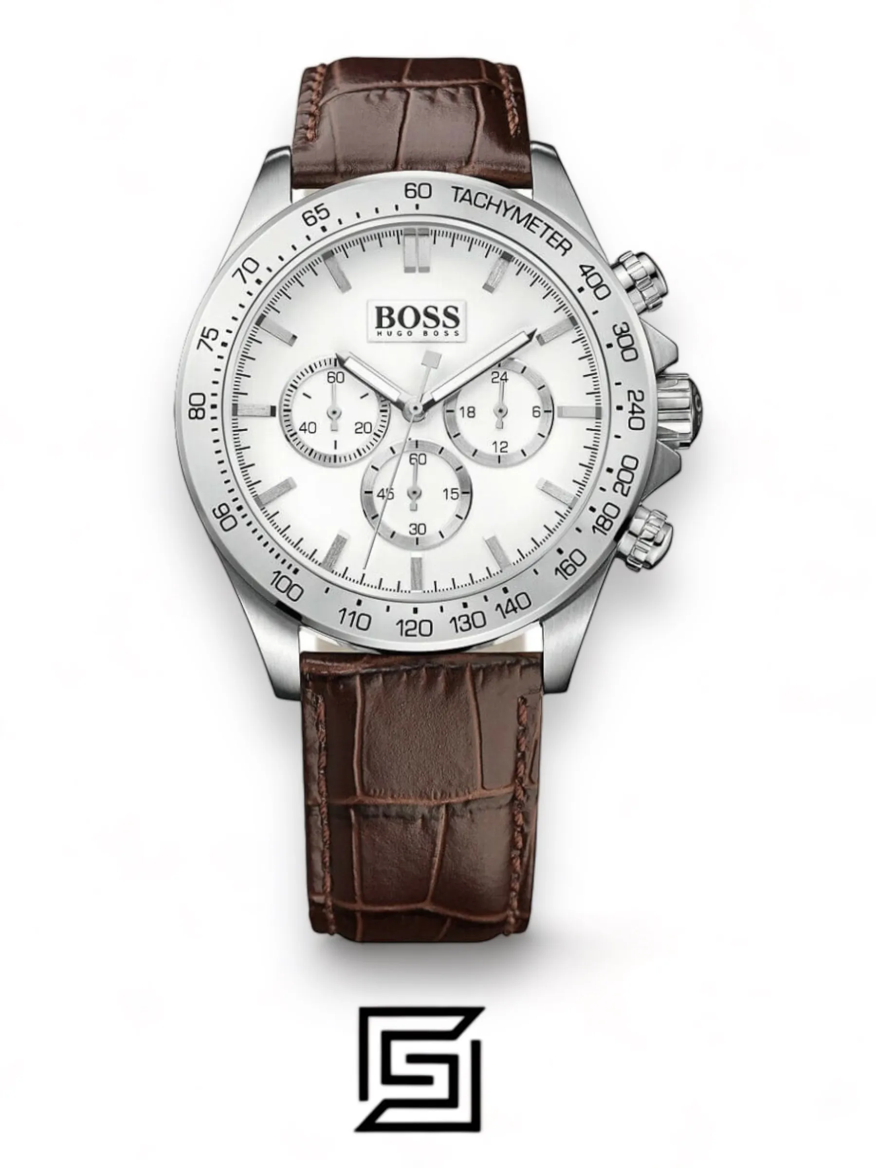 Men,Watches,Men,Original Watches original-watches Hugo Boss Men's Silver Dial Leather Band Watch - 1513175 Boss