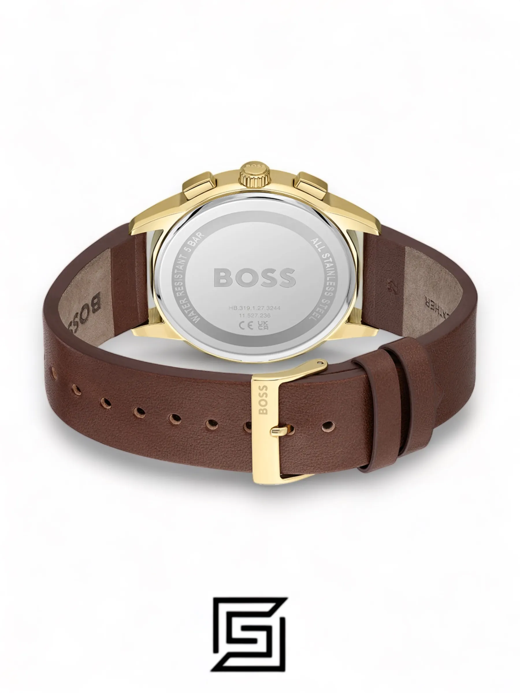 Men,Watches,Men,Original Watches original-watches Hugo Boss Brown Leather White Dial Men's Chrono Watch - 1513926 Boss
