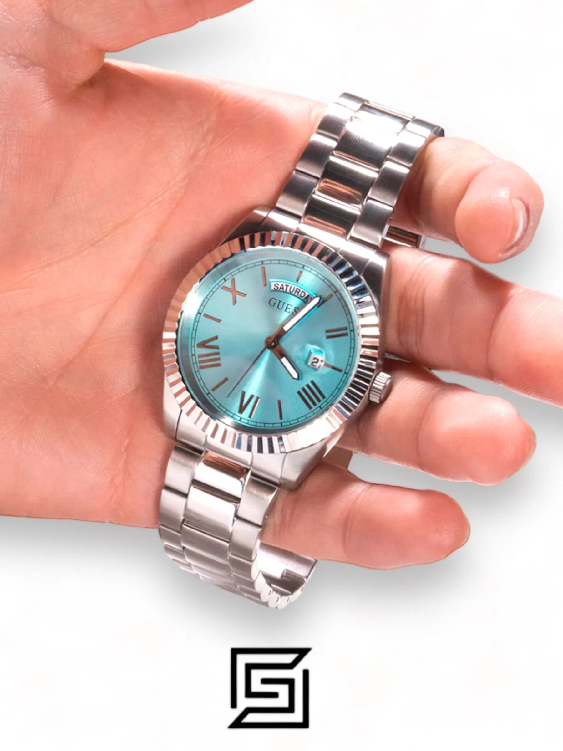 Original Watches,Women original-watches GUESS Mens Silver Tone Day/Date Watch - GW0265G11 Guess