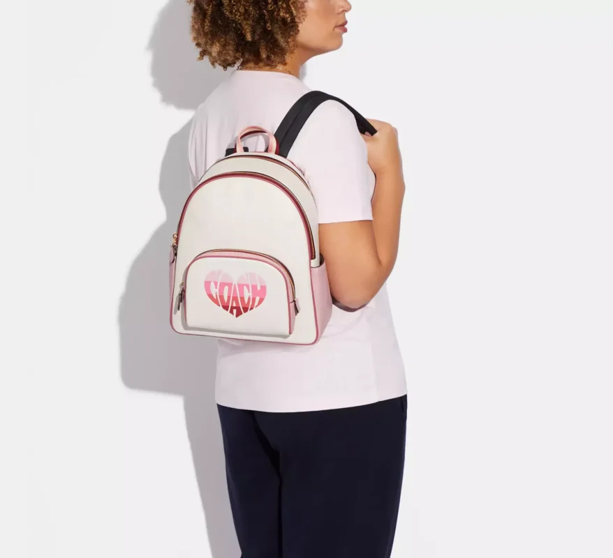 Bags,Leather,Women Coach leather Court Backpack With Stripe Heart Motif Style No. CA246 Coach