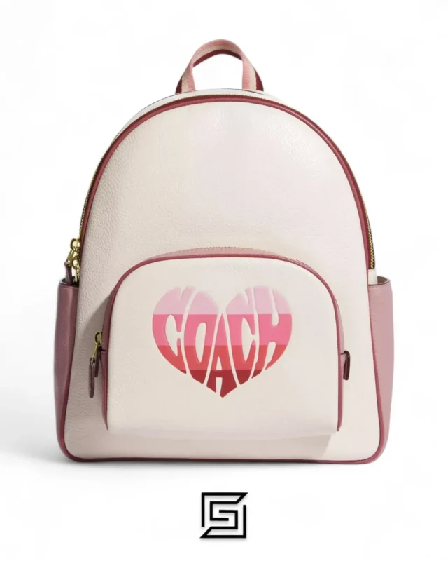 Bags,Leather,Women Coach leather Court Backpack With Stripe Heart Motif Style No. CA246 Coach