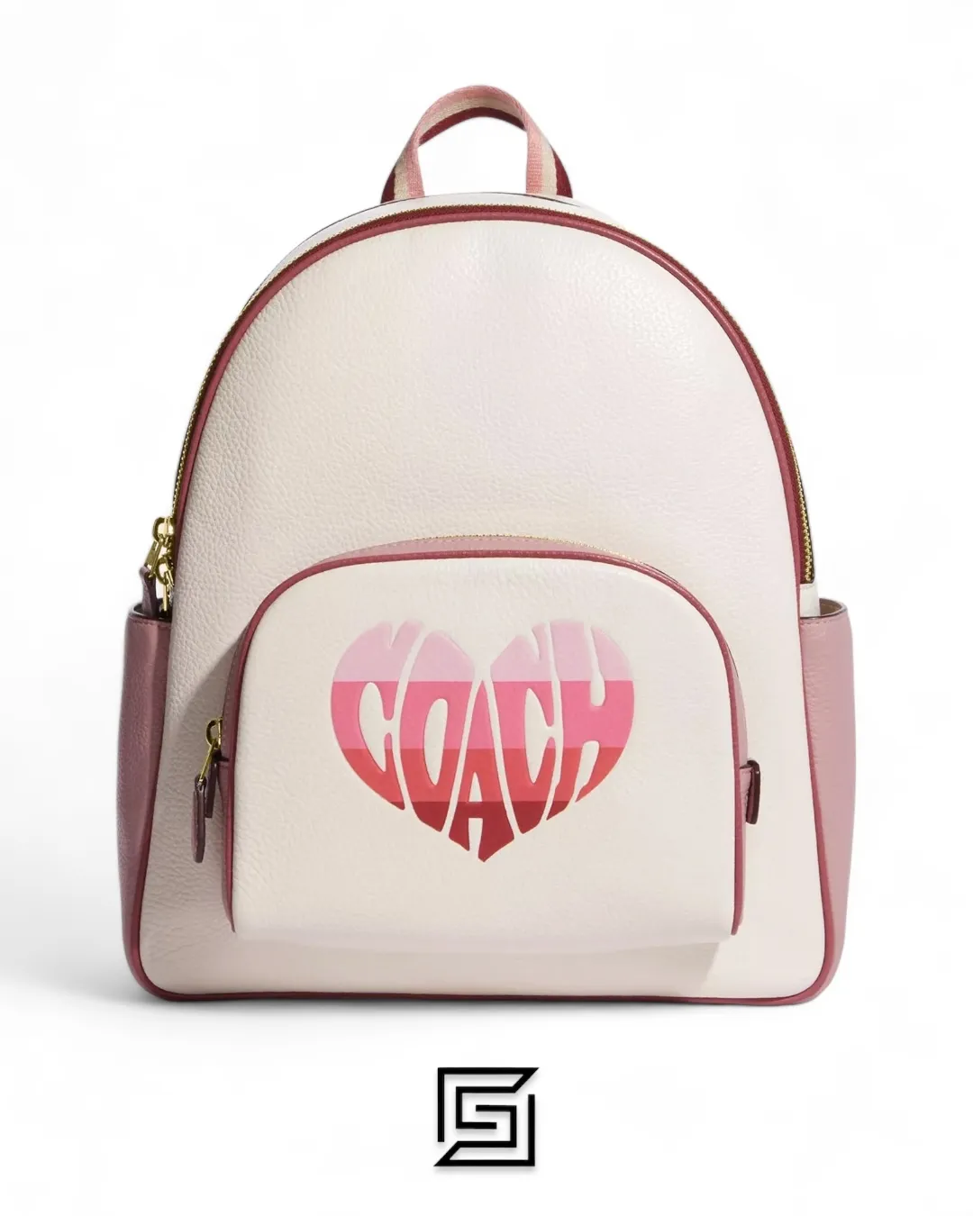 Bags,Leather,Women Coach leather Court Backpack With Stripe Heart Motif Style No. CA246 Coach