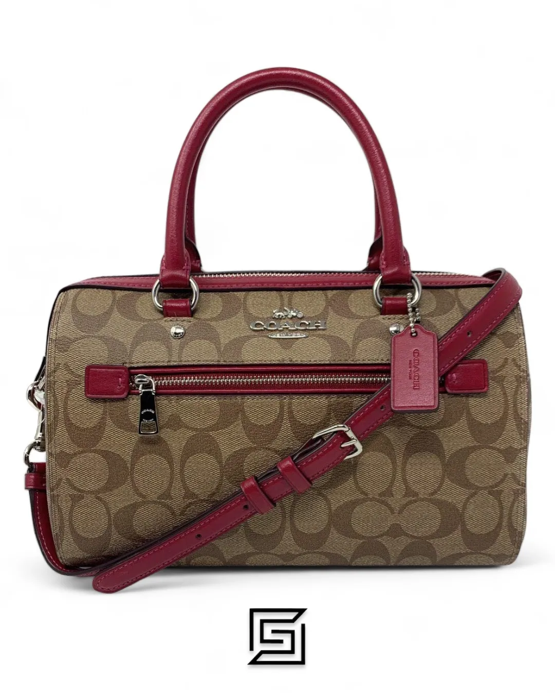 Bags,Leather,Women Coach leather Rowan Satchel In Signature Canvas Style No. F83607 Coach