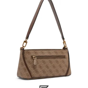 Bags,Leather,Women leather Guess Izzy Top Zip Shoulder Bag for Women Latte Logo Brown Guess