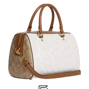 Bags,Leather,Women Coach leather Rowan Satchel Bag In Blocked Signature Canvas Style No. CA149 Coach