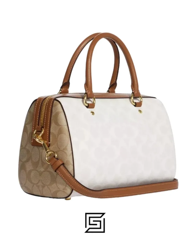 Bags,Leather,Women Coach leather Rowan Satchel Bag In Blocked Signature Canvas Style No. CA149 Coach