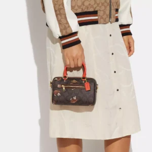 Bags,Leather,Women Armani armani Mini Rowan Crossbody In Signature Canvas With Hedgehog Print CC430 Coach