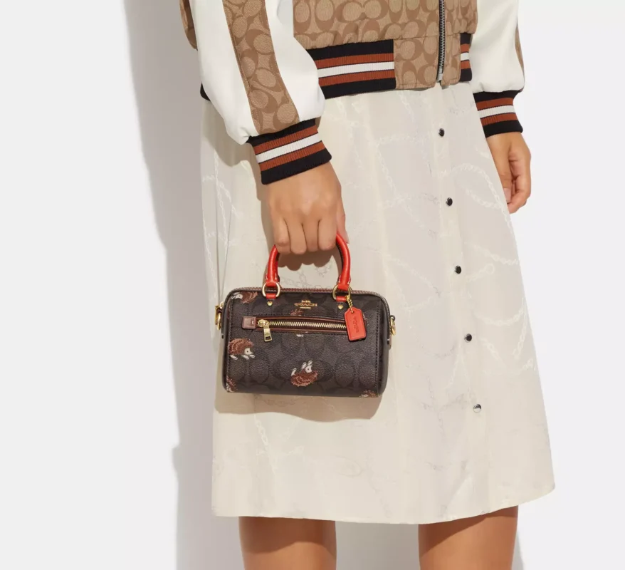 Bags,Leather,Women Armani armani Mini Rowan Crossbody In Signature Canvas With Hedgehog Print CC430 Coach
