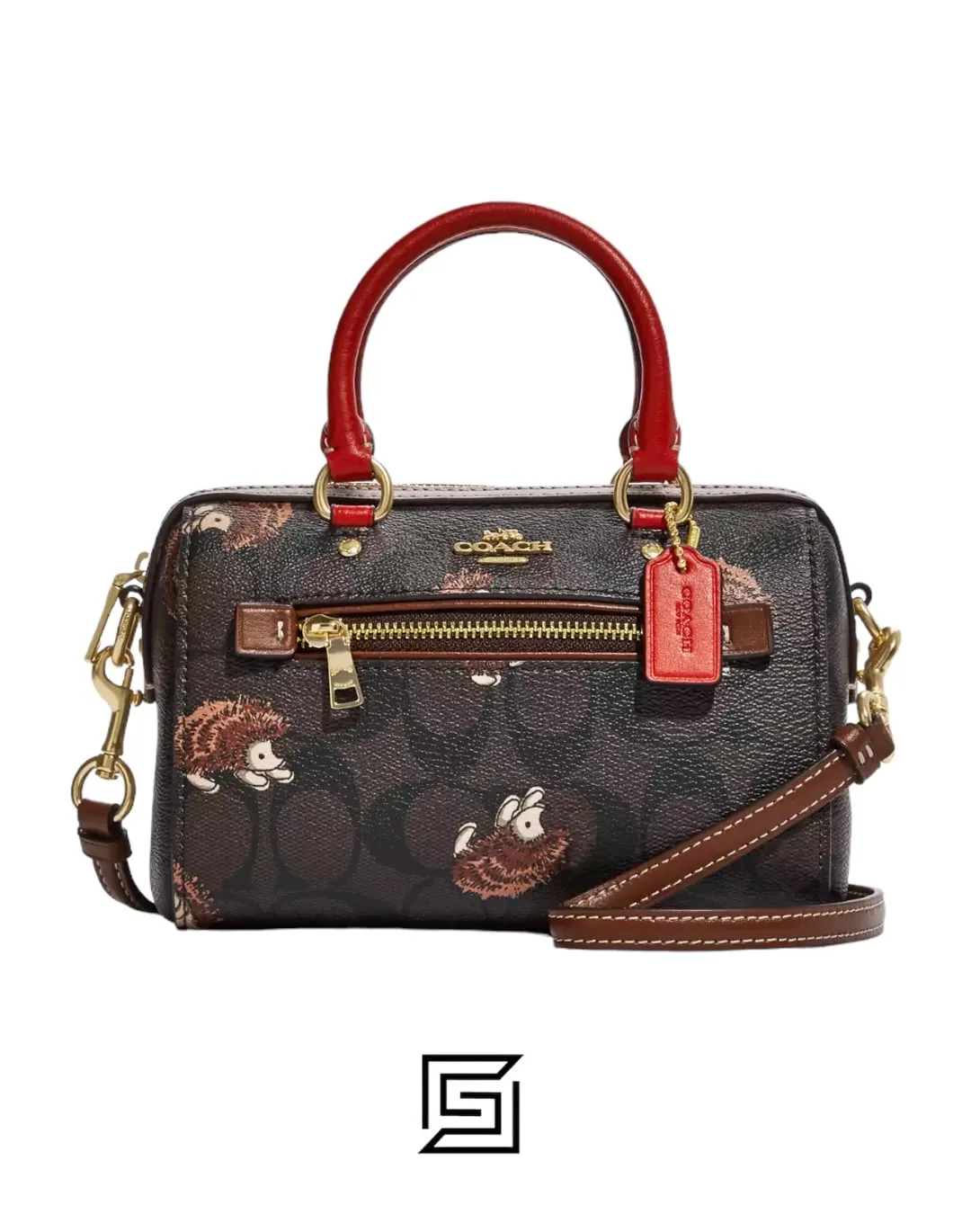 Bags,Leather,Women Armani armani Mini Rowan Crossbody In Signature Canvas With Hedgehog Print CC430 Coach