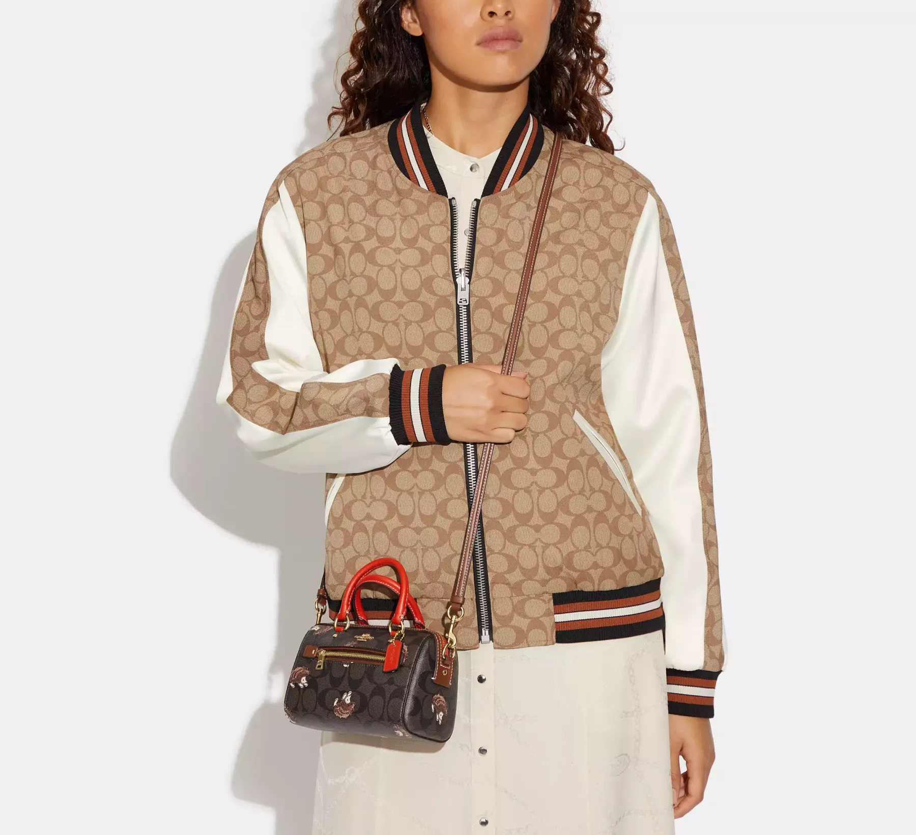Bags,Leather,Women Armani armani Mini Rowan Crossbody In Signature Canvas With Hedgehog Print CC430 Coach