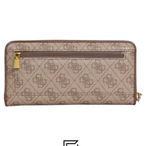 Leather,Wallets,Women wallets Guess Women's Izzy Wallet Latte Logo/Brown Large Zip Around Guess
