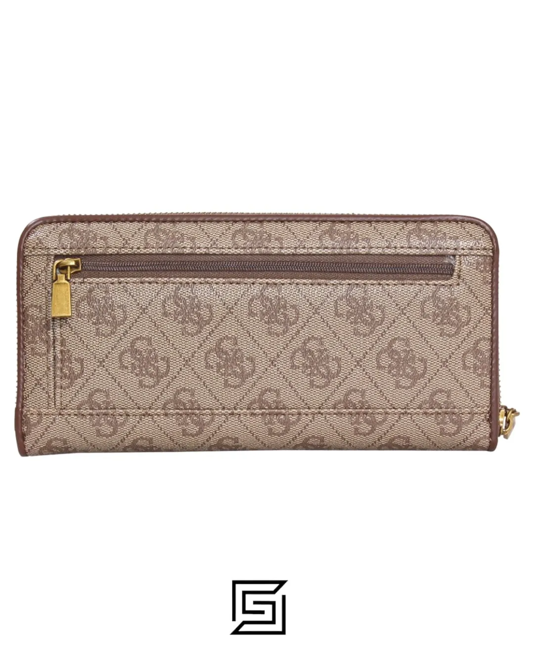 Leather,Wallets,Women wallets Guess Women's Izzy Wallet Latte Logo/Brown Large Zip Around Guess