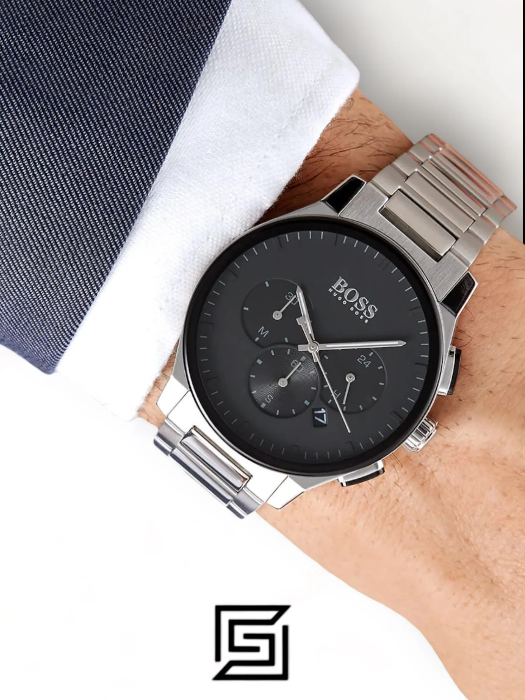 Men,Original Watches Hugo Boss watches Chronograph Quartz Watch for Men with Silver Stainless Steel Bracelet - 1513762 Boss