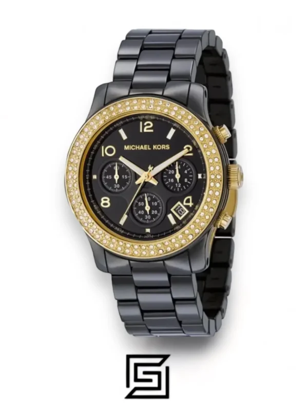 Original Watches,Women Michael Kors original-watches Women's Black Ceramic Runway Gold Glitz Watch - MK5270 Michael Kors