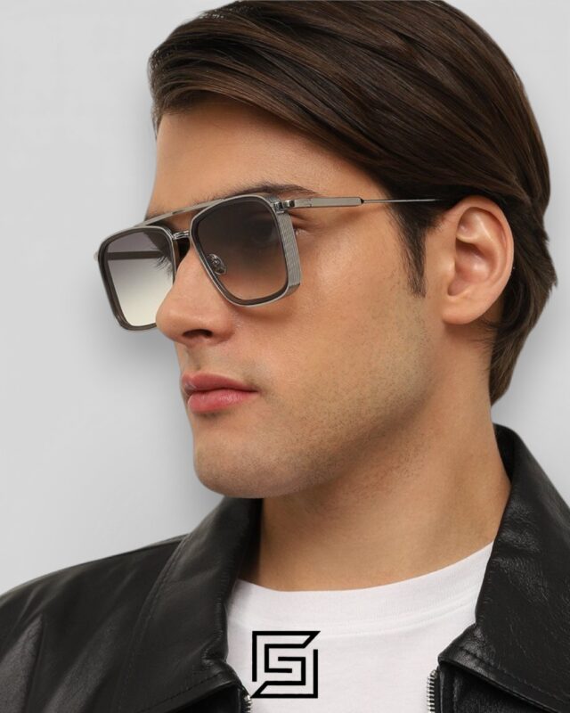 John Dalia BARD C107 Green Lenses and Green Frame Silver Metal Sunglasses