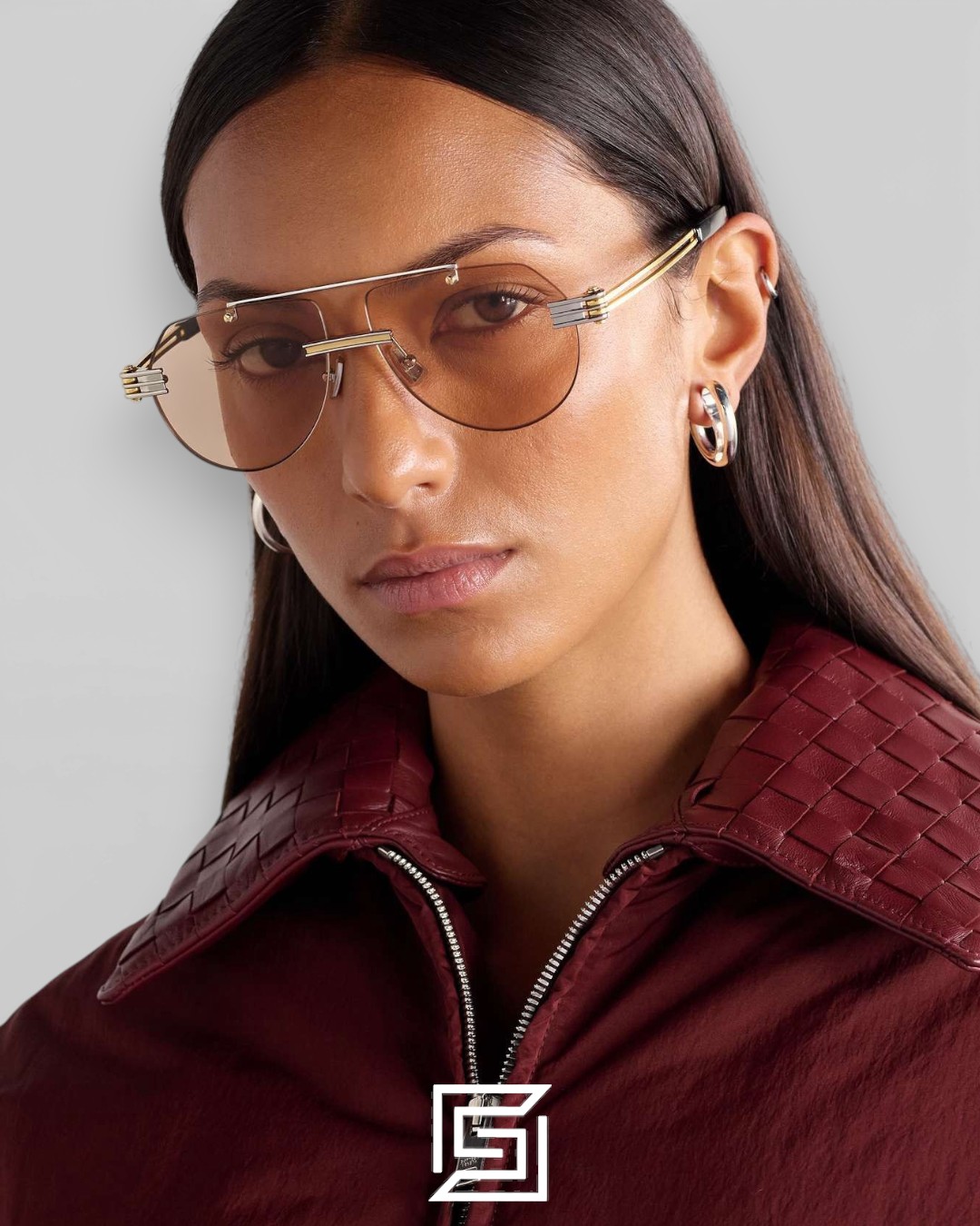 Bottega Veneta BV1342 001 Honey Lenses and Gold x Silver Frame Luxury Aviator Sunglasses - Image 7
