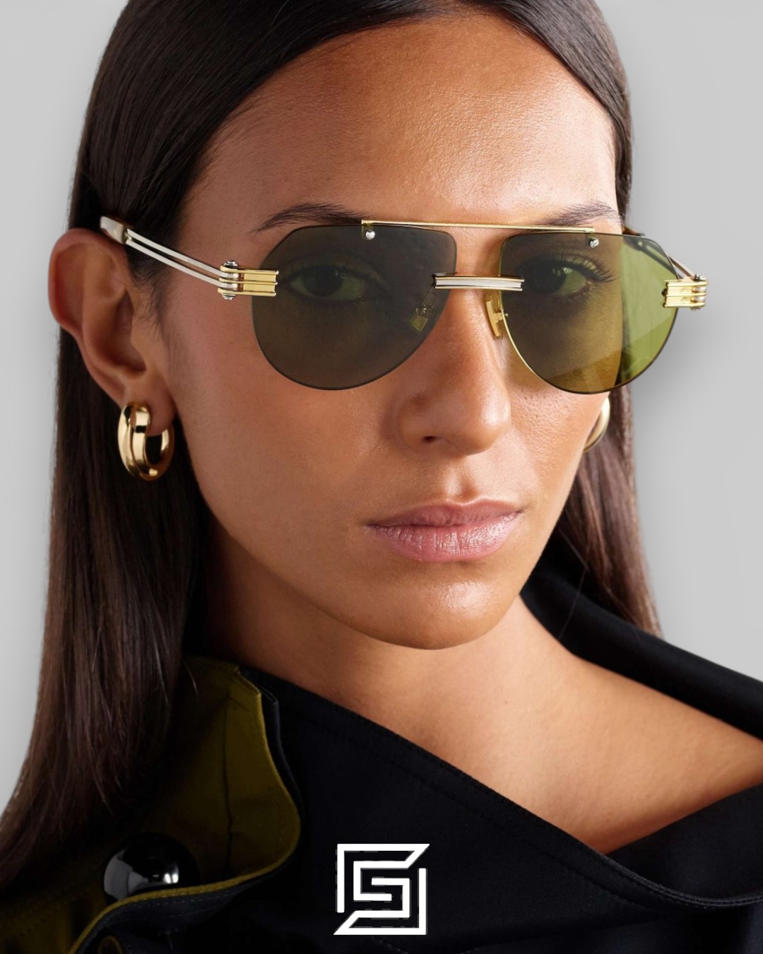 Bottega Veneta BV1342 001 Honey Lenses and Gold x Silver Frame Luxury Aviator Sunglasses - Image 9