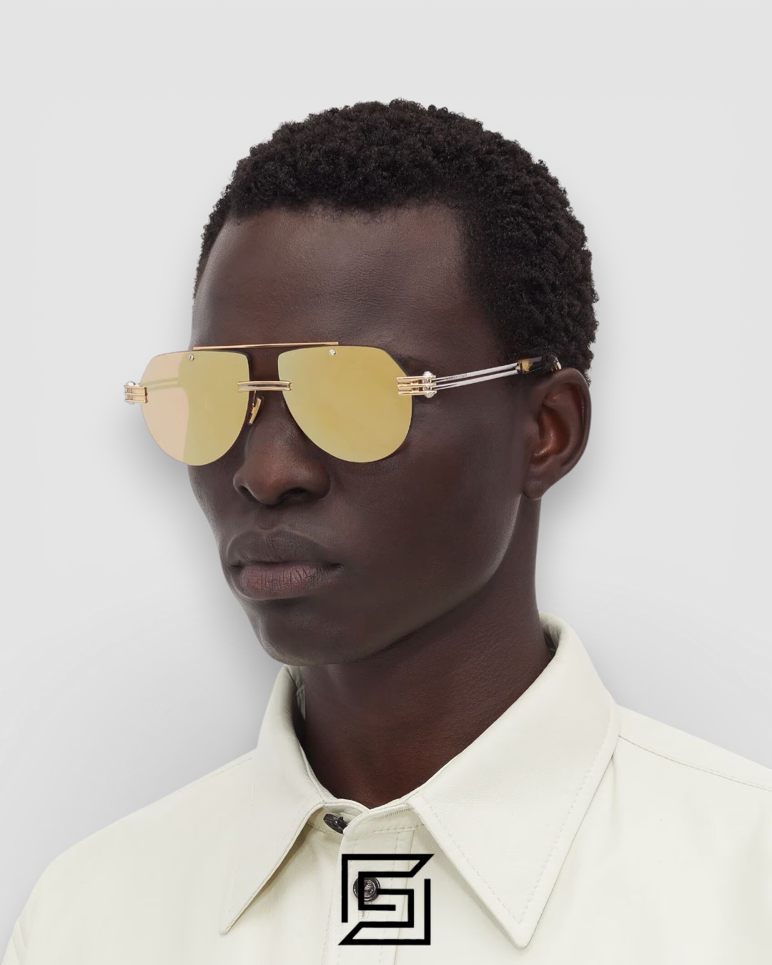 Bottega Veneta BV1342 001 Honey Lenses and Gold x Silver Frame Luxury Aviator Sunglasses - Image 8