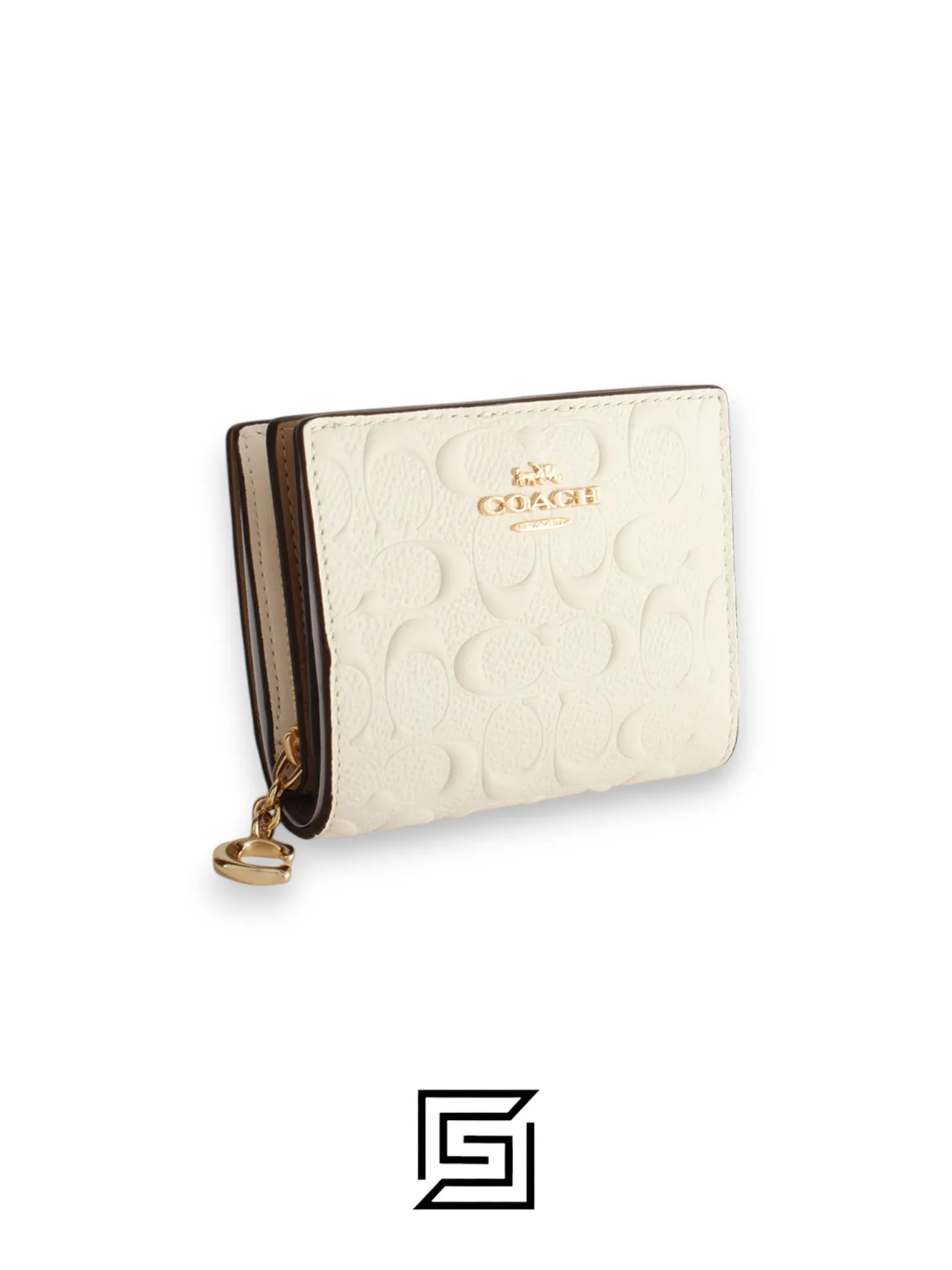 Leather,Wallets,Women Snap Wallet In Signature Canvas C6942 White Coach