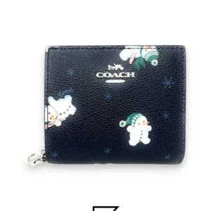 Leather,Wallets,Women Snap Wallet With Snowman Print Style C6941 Coach
