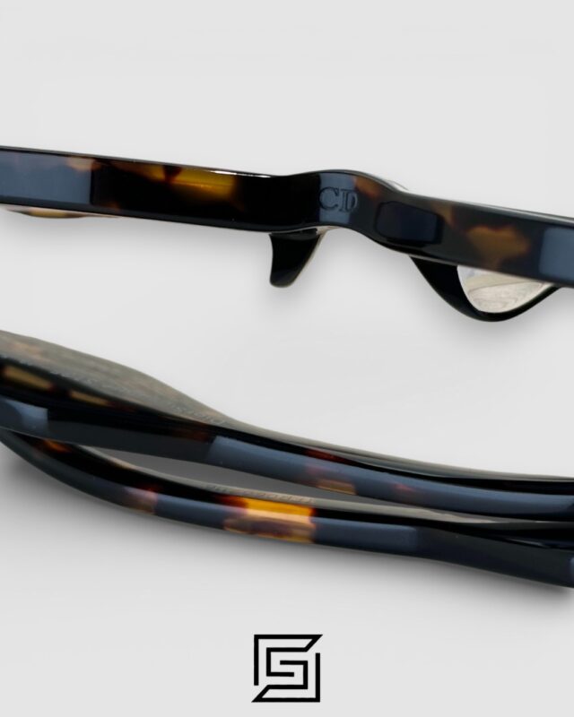 Dior Signature S13F Black Lenses and Tiger Brown Frame with Gold Logo Luxury Sunglasses