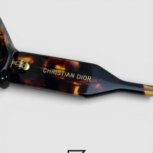 Dior Signature S13F Black Lenses and Tiger Brown Frame with Gold Logo Luxury Sunglasses - Image 9