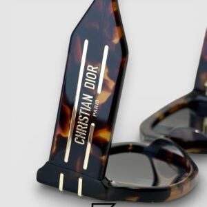 Dior Signature S13F Black Lenses and Tiger Brown Frame with Gold Logo Luxury Sunglasses - Image 10