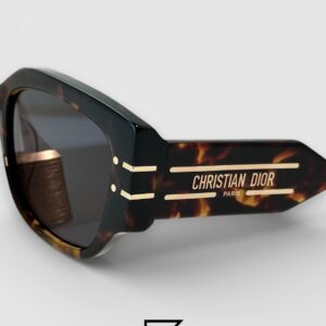 Dior Signature S13F Black Lenses and Tiger Brown Frame with Gold Logo Luxury Sunglasses - Image 5