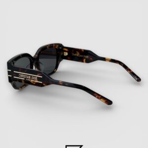 Dior Signature S13F Black Lenses and Tiger Brown Frame with Gold Logo Luxury Sunglasses - Image 3