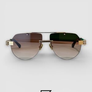 Bottega Veneta BV1342 001 Honey Lenses and Gold x Silver Frame Luxury Aviator Sunglasses - Image 2