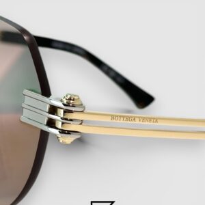 Bottega Veneta BV1342 002 Light Honey Lenses and Silver x Gold Frame Luxury Aviator Sunglasses - Image 6