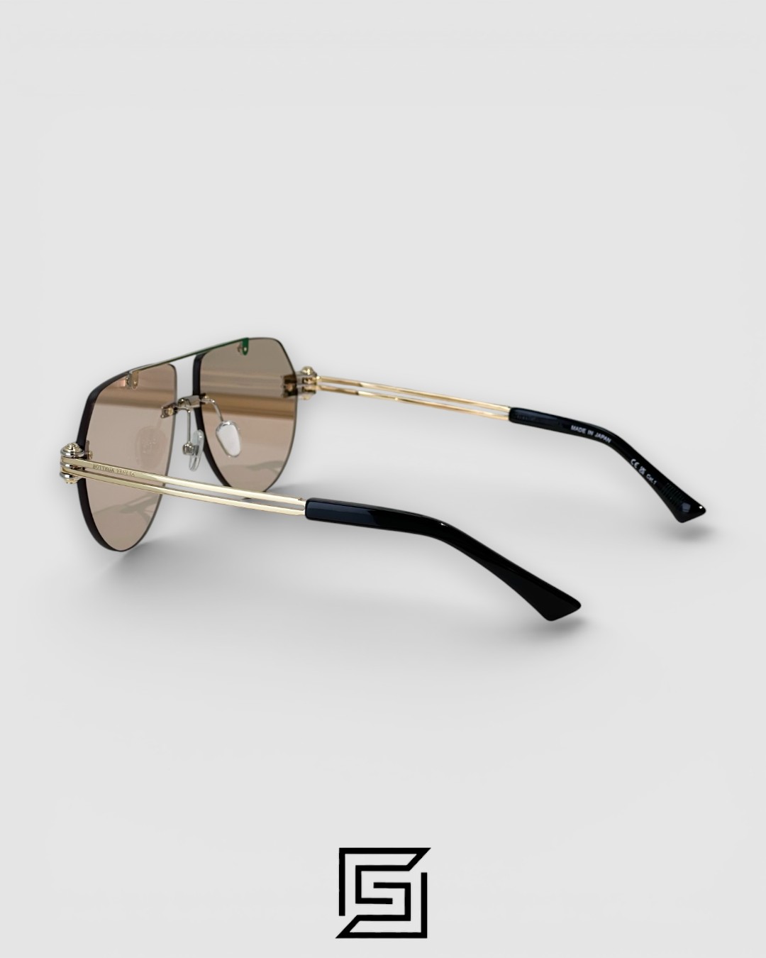 Bottega Veneta BV1342 002 Light Honey Lenses and Silver x Gold Frame Luxury Aviator Sunglasses - Image 3
