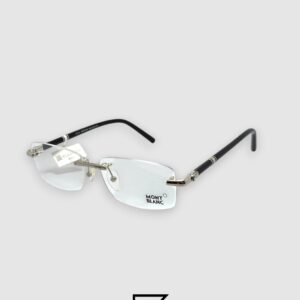 Montblanc MB0476 Rimless Optical Glasses - Silver Metal Frame with Black Temples - Image 1