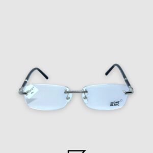 Montblanc MB0476 Rimless Optical Glasses - Silver Metal Frame with Black Temples - Image 2