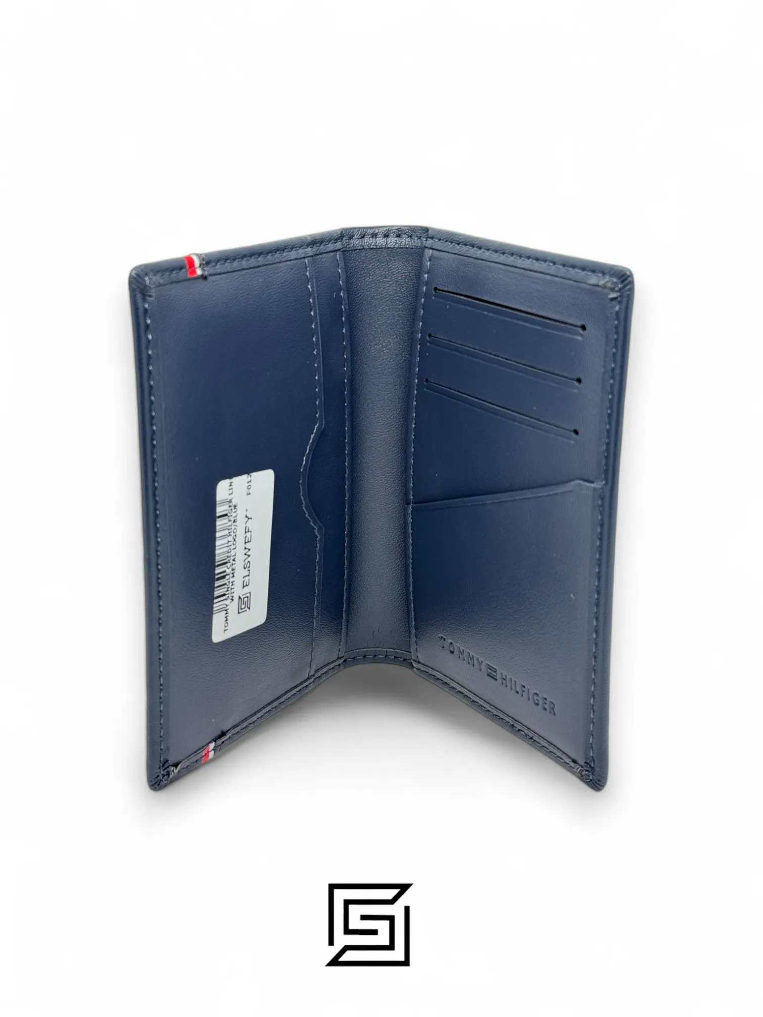 Leather,Wallets,Men wallets TOMMY SINGLE CREDIT HILFIGER LINE WITH METAL LOGO/BLUE Tommy Hilfiger