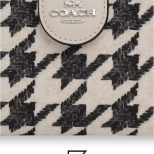 Leather,Wallets,Women Medium Corner Zip Wallet With Houndstooth Print CJ680 Coach