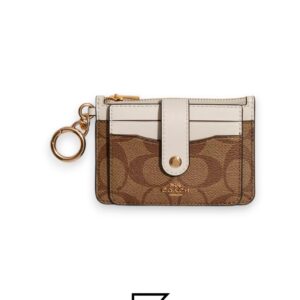 Leather,Wallets,Women Attachment Card Case In Signature Canvas C7398 Coach
