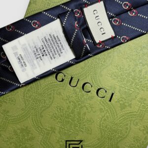 Ties Gucci - Striped Dark Blue With GG Small Pattern Gucci