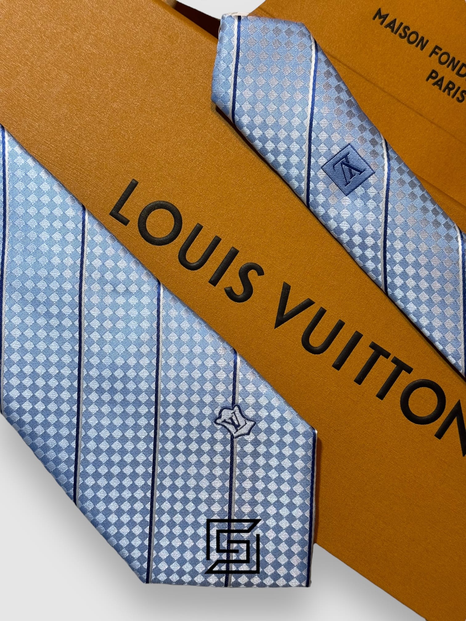 Ties Louis Vuitton -Baby Blue - Blue Striped Italian Style Louis Vuitton