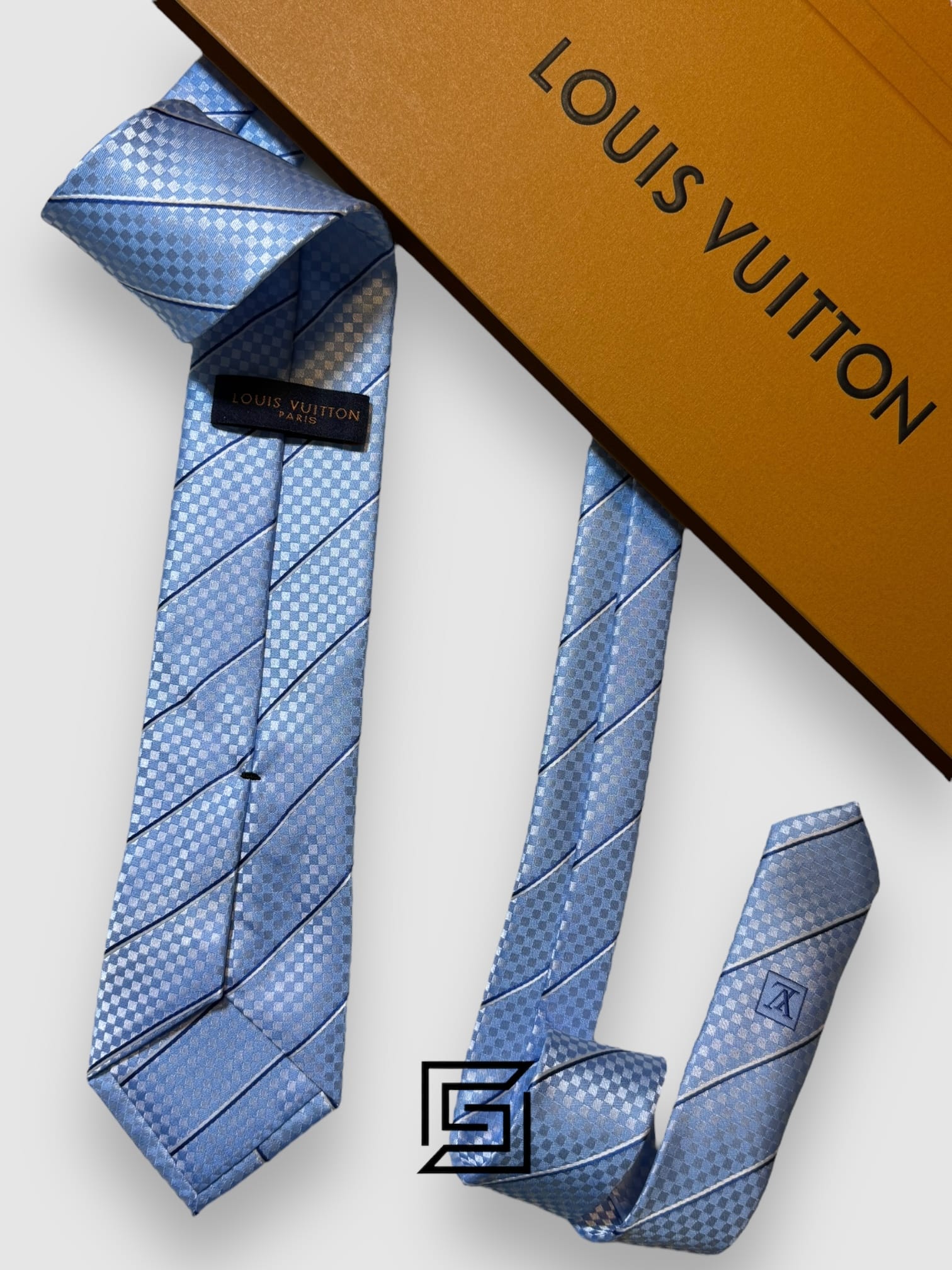 Ties Louis Vuitton -Baby Blue - Blue Striped Italian Style Louis Vuitton