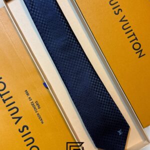 Ties Louis Vuitton - Navy Blue Small Squares With Logo Pattern Italian Style Louis Vuitton