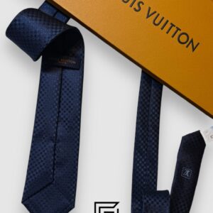 Ties Louis Vuitton - Navy Blue Small Squares With Logo Pattern Italian Style Louis Vuitton