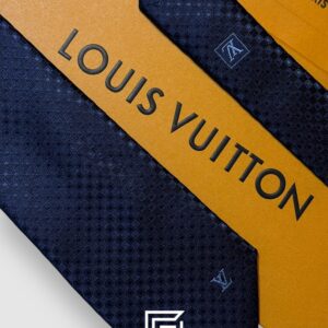 Ties Louis Vuitton - Navy Blue Small Squares With Logo Pattern Italian Style Louis Vuitton